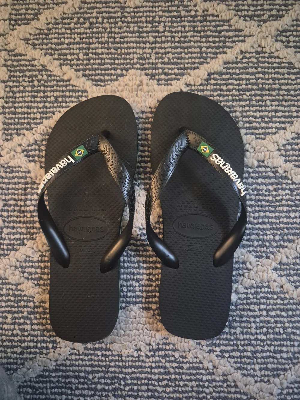Havaianas Kids Black Flip Flops with Brazilian Flag Detail